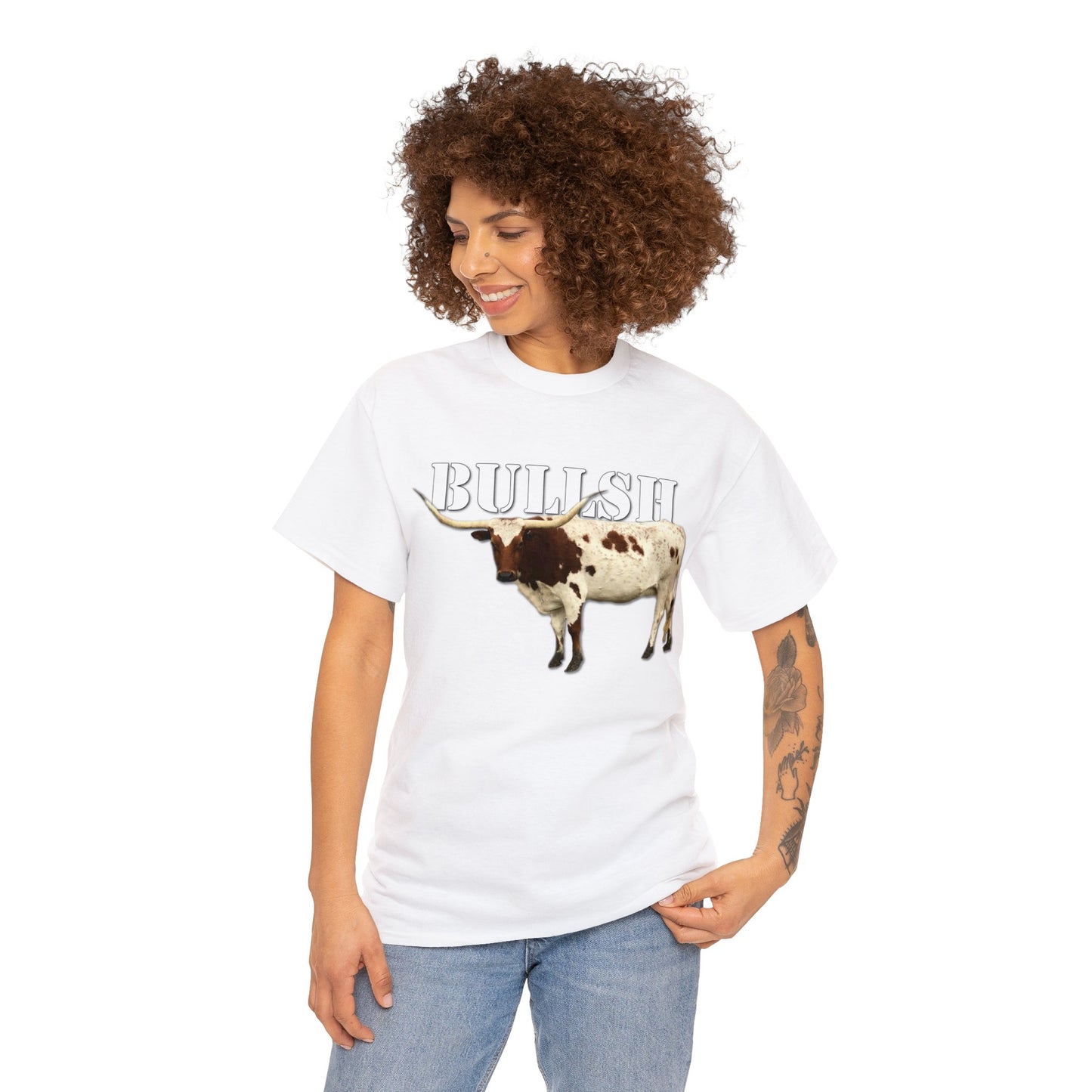 Bullsh, Longhorn, Cow, Cattle, Funny, Texas, Country Heavy Cotton Tee