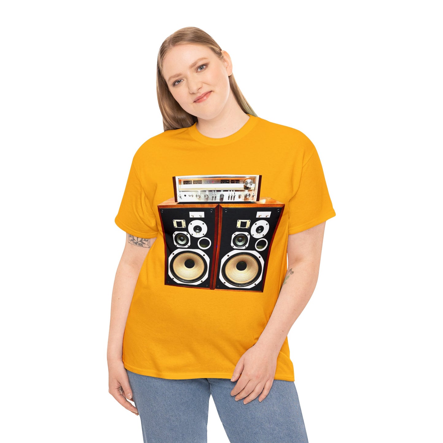 Vintage Stereo Receiver and Speakers, Audiophile, Retro Stereo, High Fidelity Heavy Cotton Tee