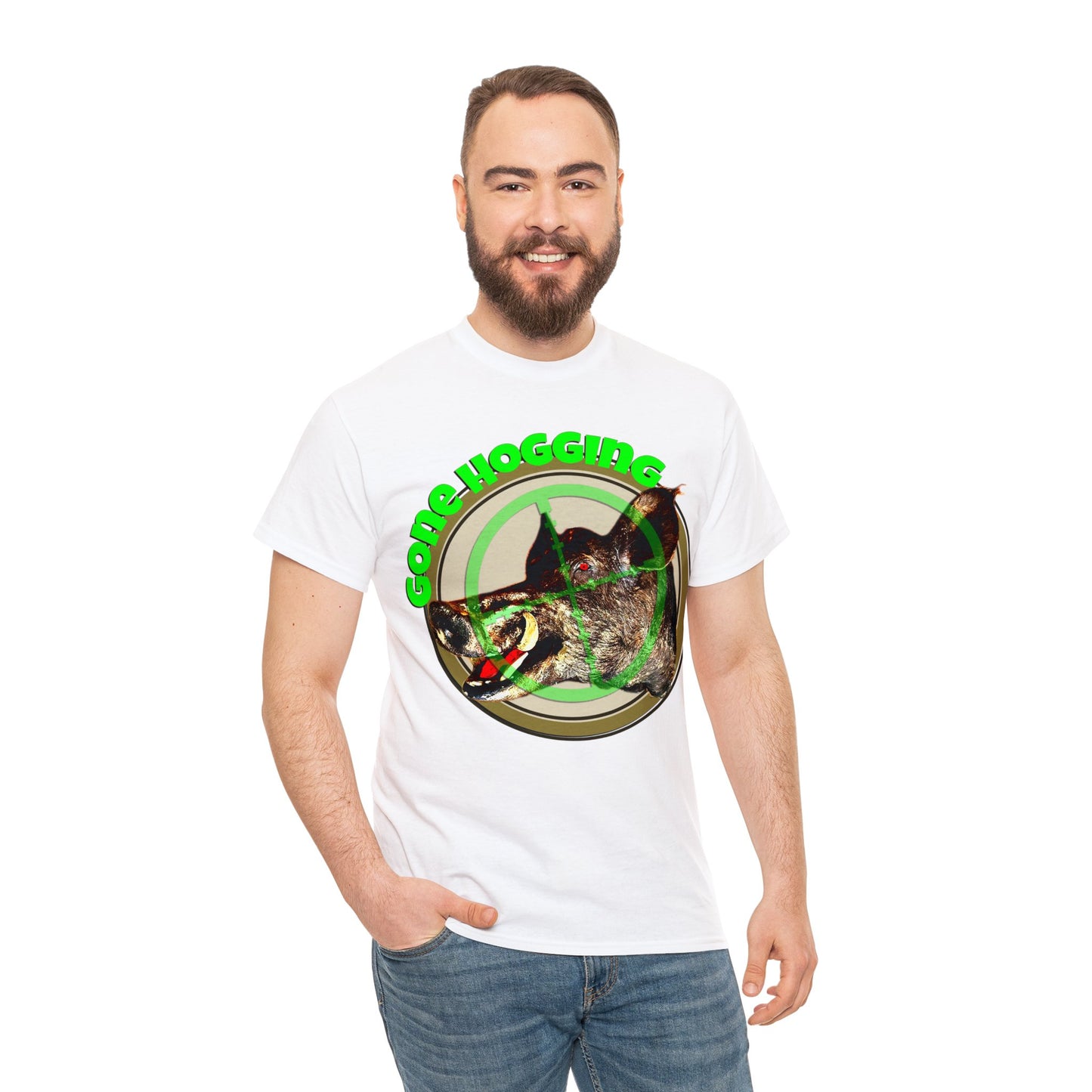 Wild Hog Hunter, Wild Hog, Hog Wild, Hog Boar Hunting Heavy Cotton Tee