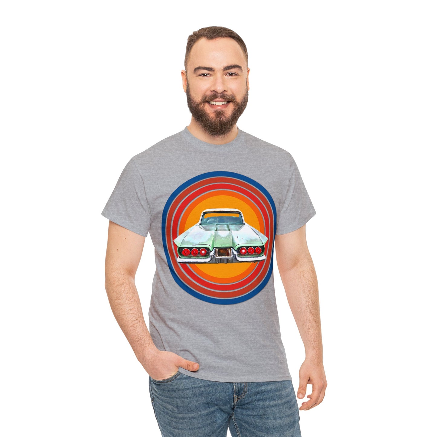 1960s Thunderbird Vintage American Automobile, Antique American Car Heavy Cotton Tee