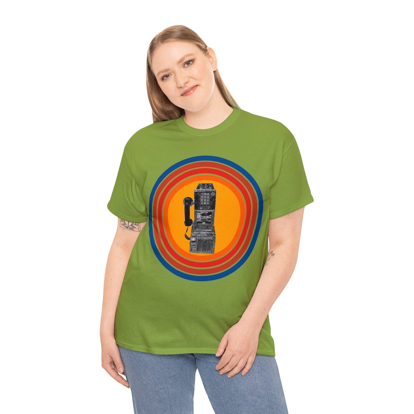 Vintage Retro Pay Phone Antique Telephone Phone Heavy Cotton Tee