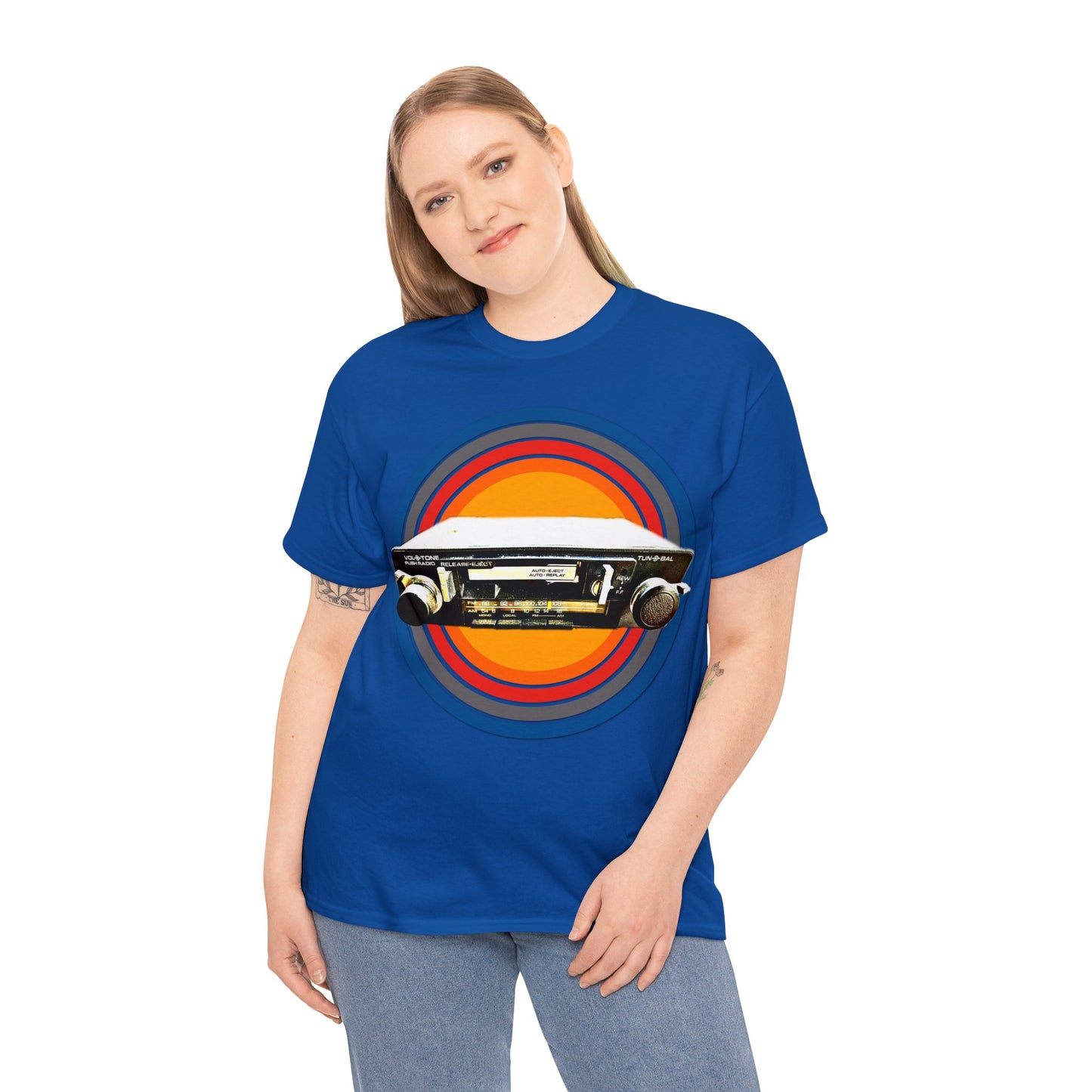 Vintage Retro Car Stereo Tape Deck Tuner Heavy Cotton Tee