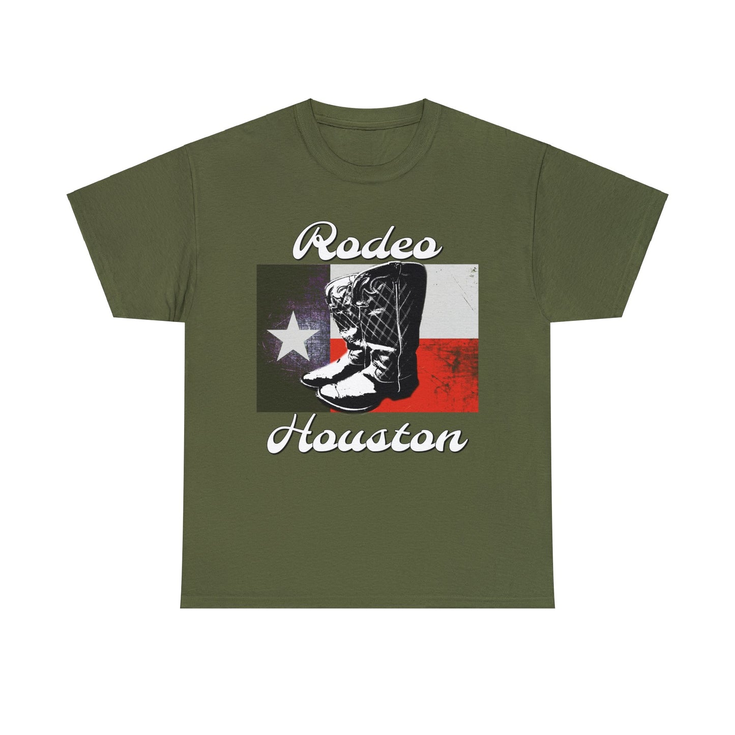 Vintage Rodeo Houston Texas Flag Bronc Buster Heavy Cotton Tee