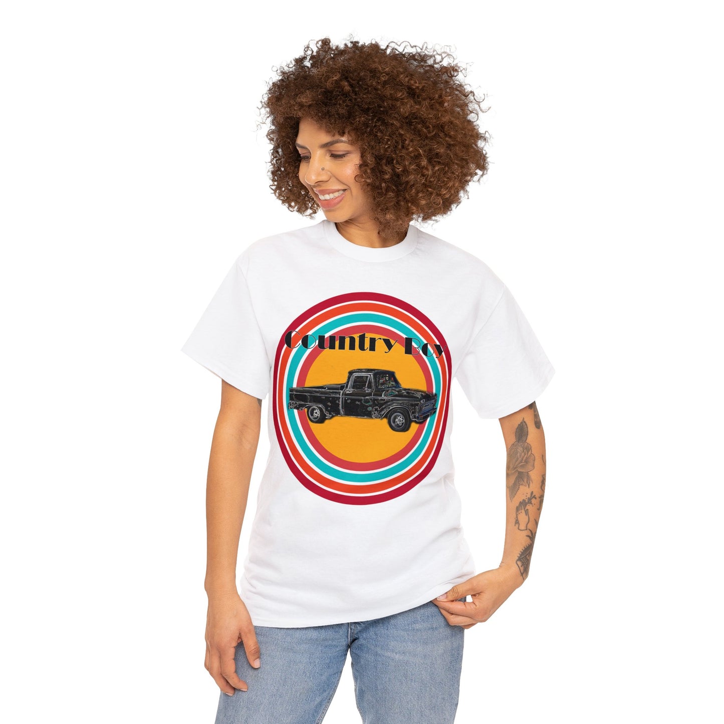 Country Boy Pickup Truck Western Unisex Heavy Cotton Tee