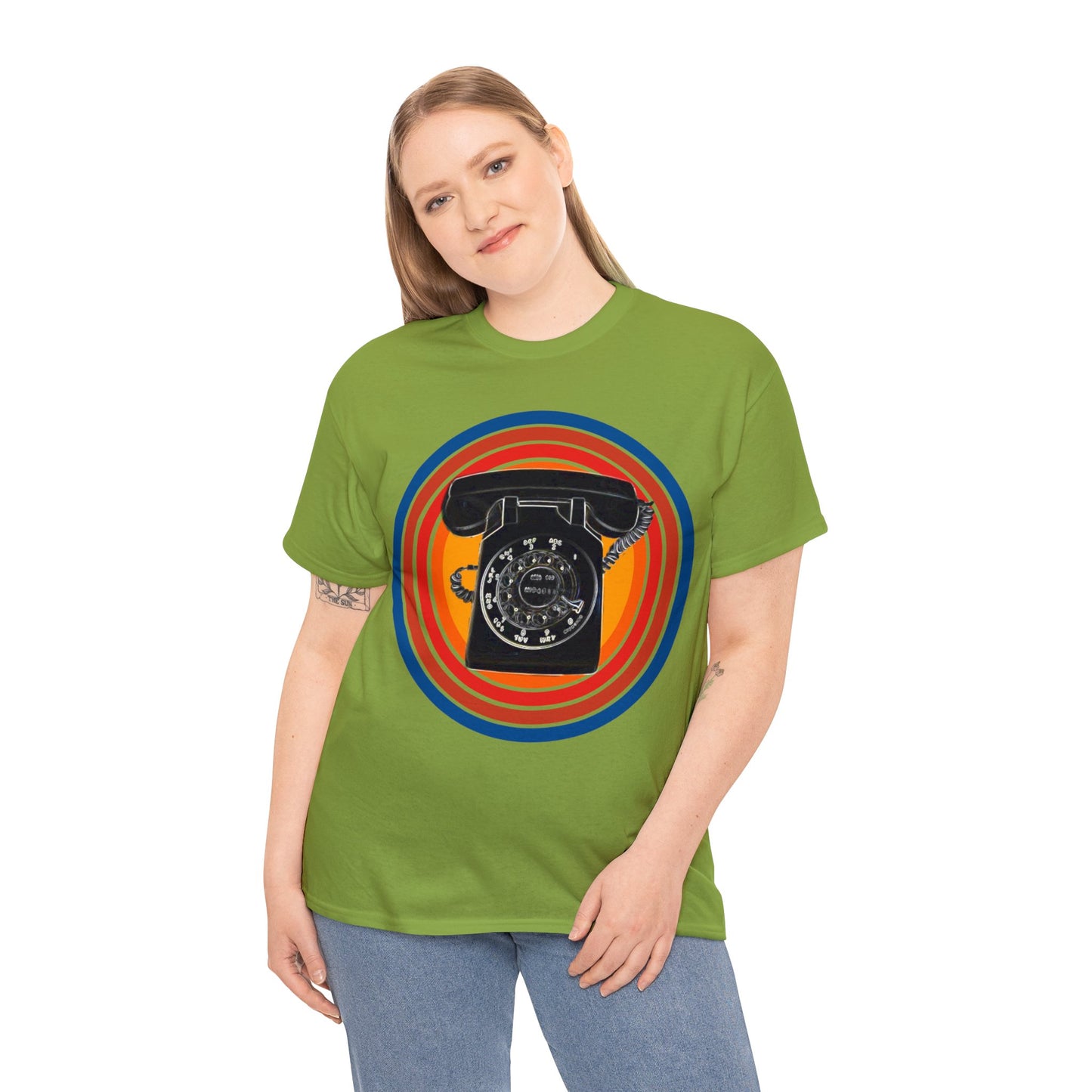 Vintage Retro Rotary Antique Telephone Phone Heavy Cotton Tee