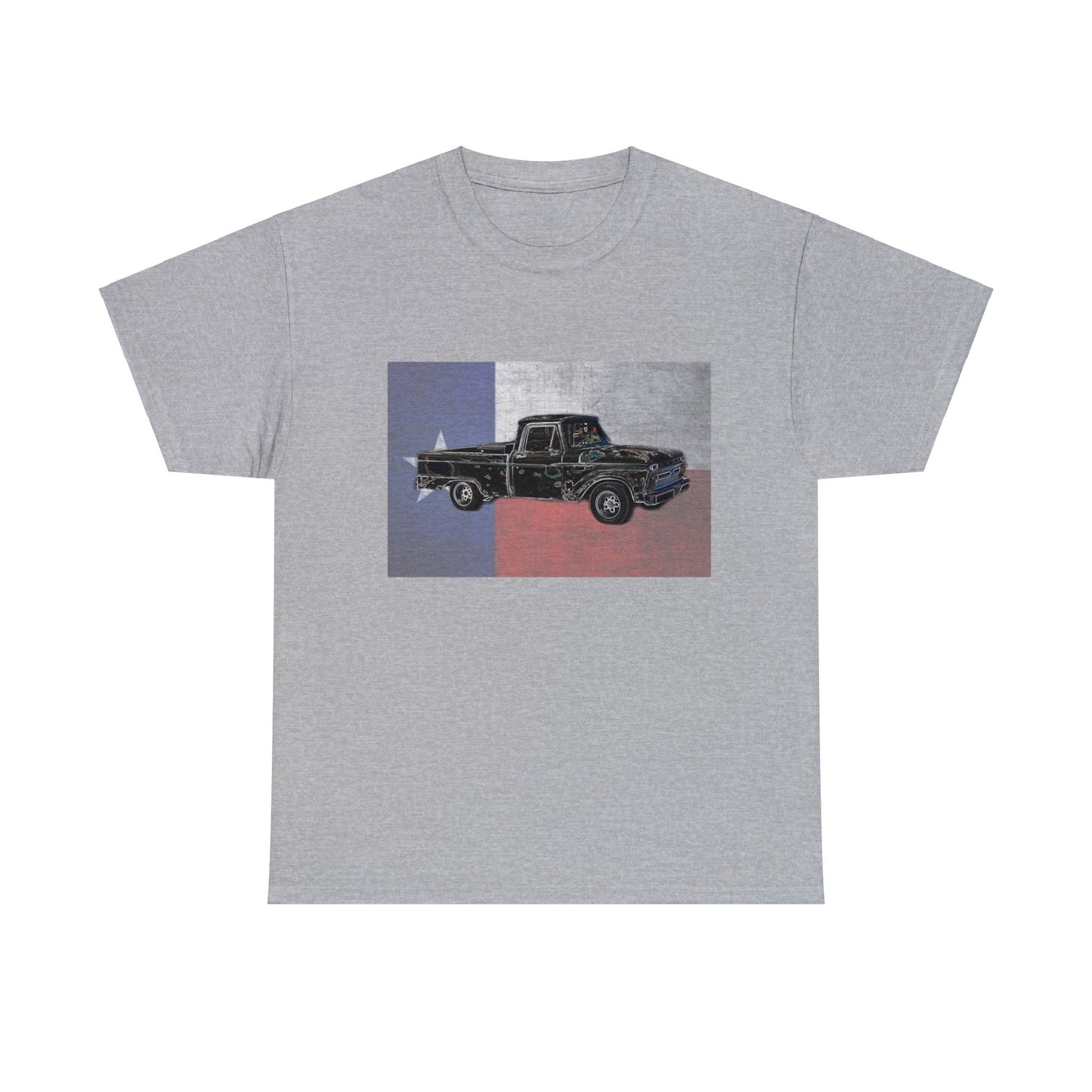 Vintage Texas Flag Pickup Truck Heavy Cotton Tee