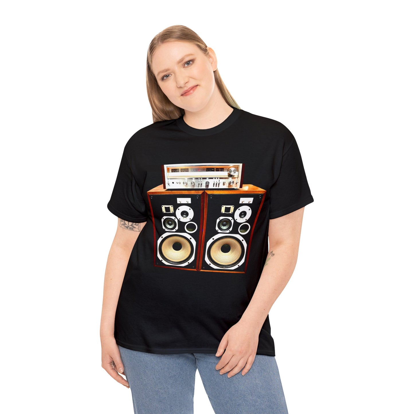 Vintage Stereo Receiver and Speakers, Audiophile, Retro Stereo, High Fidelity Heavy Cotton Tee