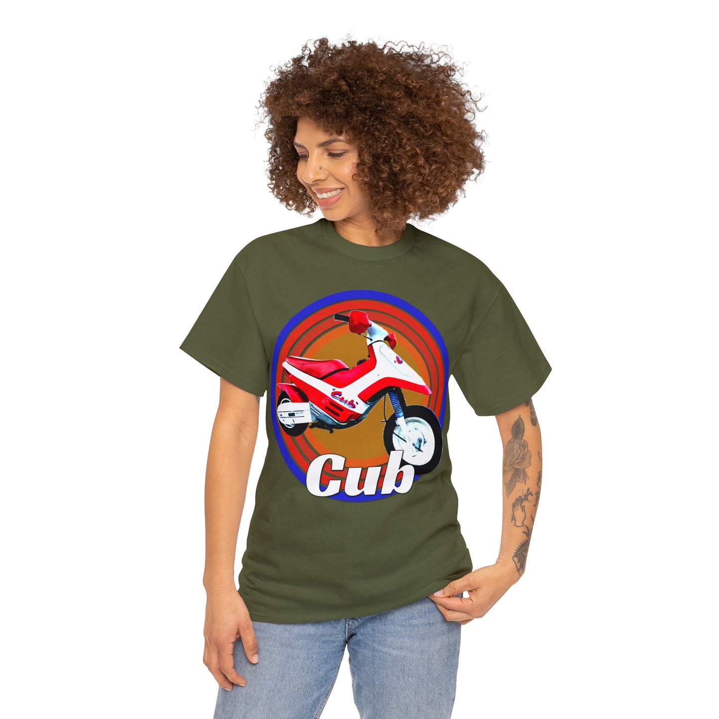 Vintage Cub Motorcycle, Cub Mini Bike, Retro Cub Motocross Bike Heavy Cotton Tee