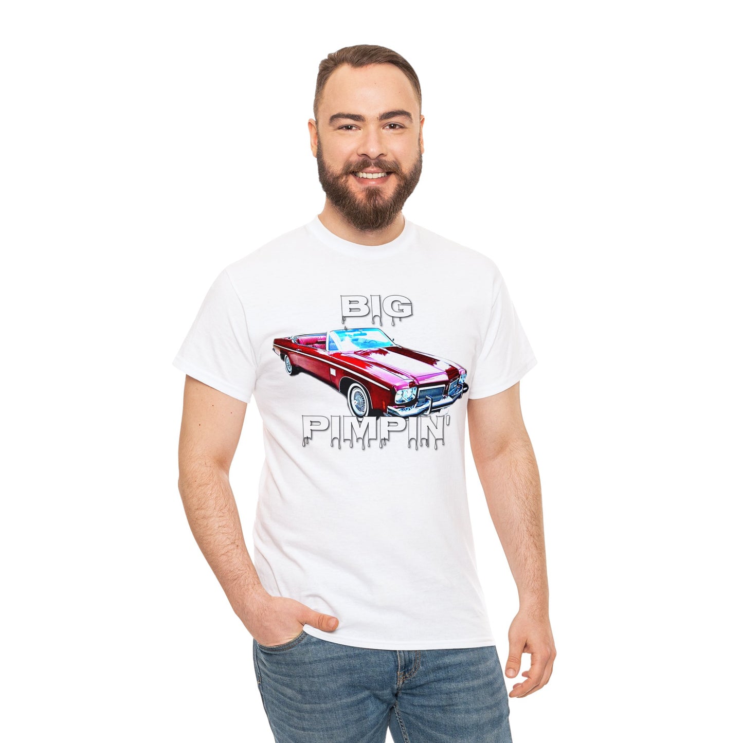 Big Pimpin' Convertible Olds, Vintage Car, Retro Car Heavy Cotton Tee