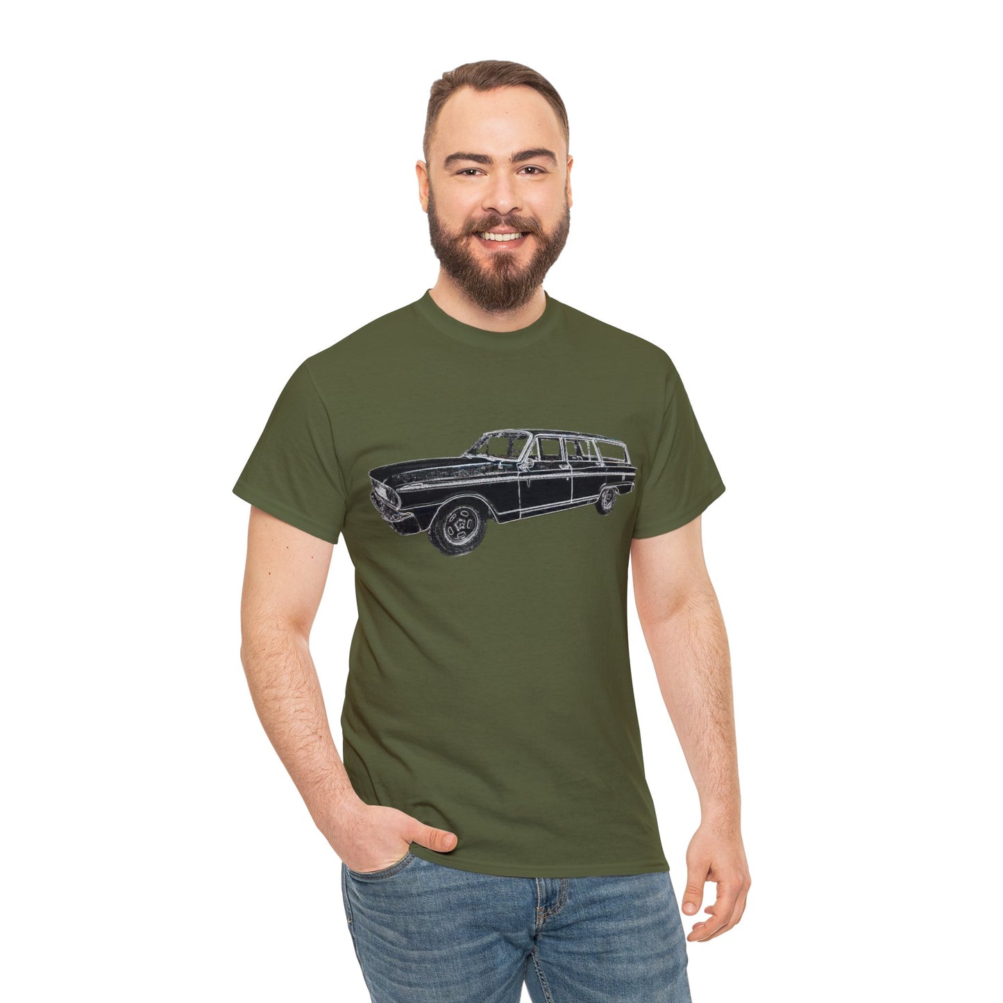 Vintage 1960s Station Wagon, Station Wagon, Family Car Heavy Cotton Tee