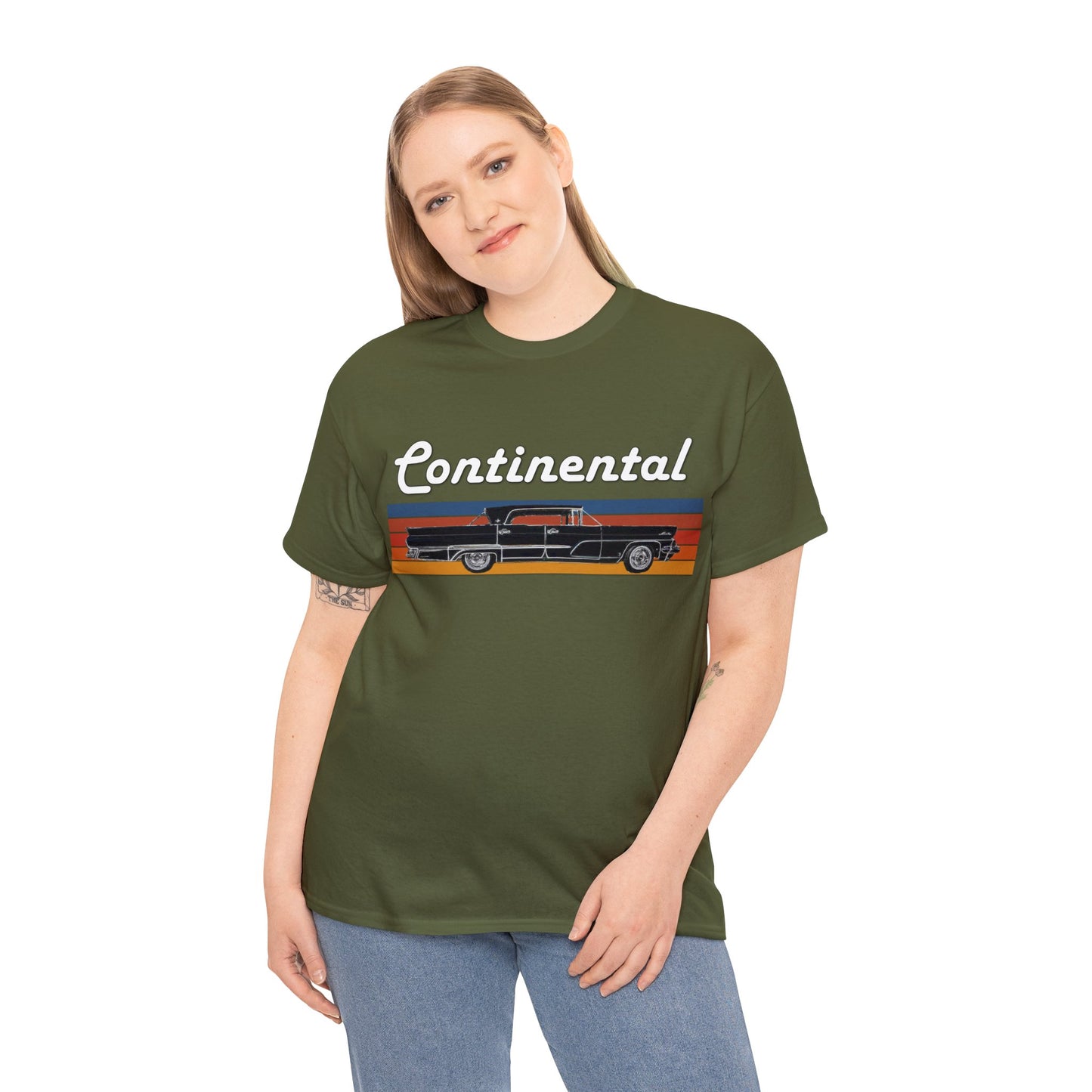 1959 Continental Retro Vintage American Car With Tail Fins Heavy Cotton Tee