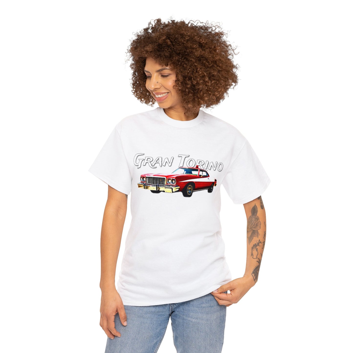 Gran Torino, Vintage Car, Retro Automobile, American Antique Car Heavy Cotton Tee