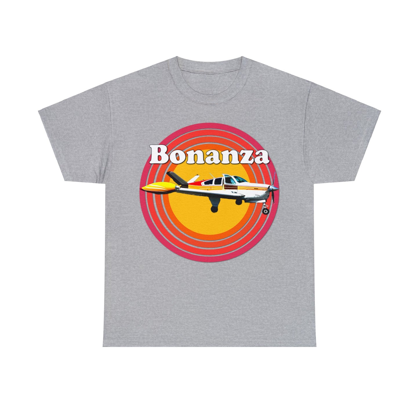 Vintage Bonanza Airplane, 1970s Private Airplane, Turbo Prop Aircraft Heavy Cotton Tee