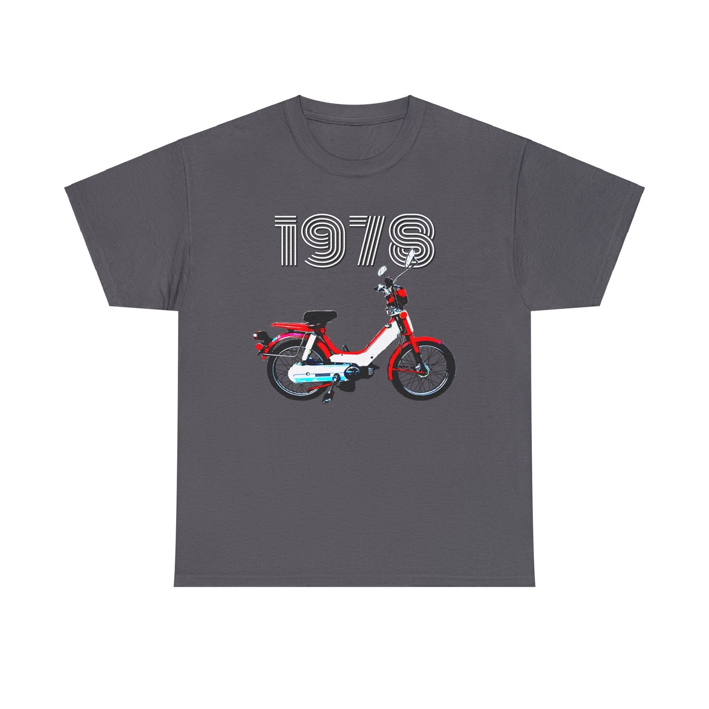 Vintage 1978 Pedal Moped Scooter Mini Bike Motorcycle Moped Heavy Cotton Tee