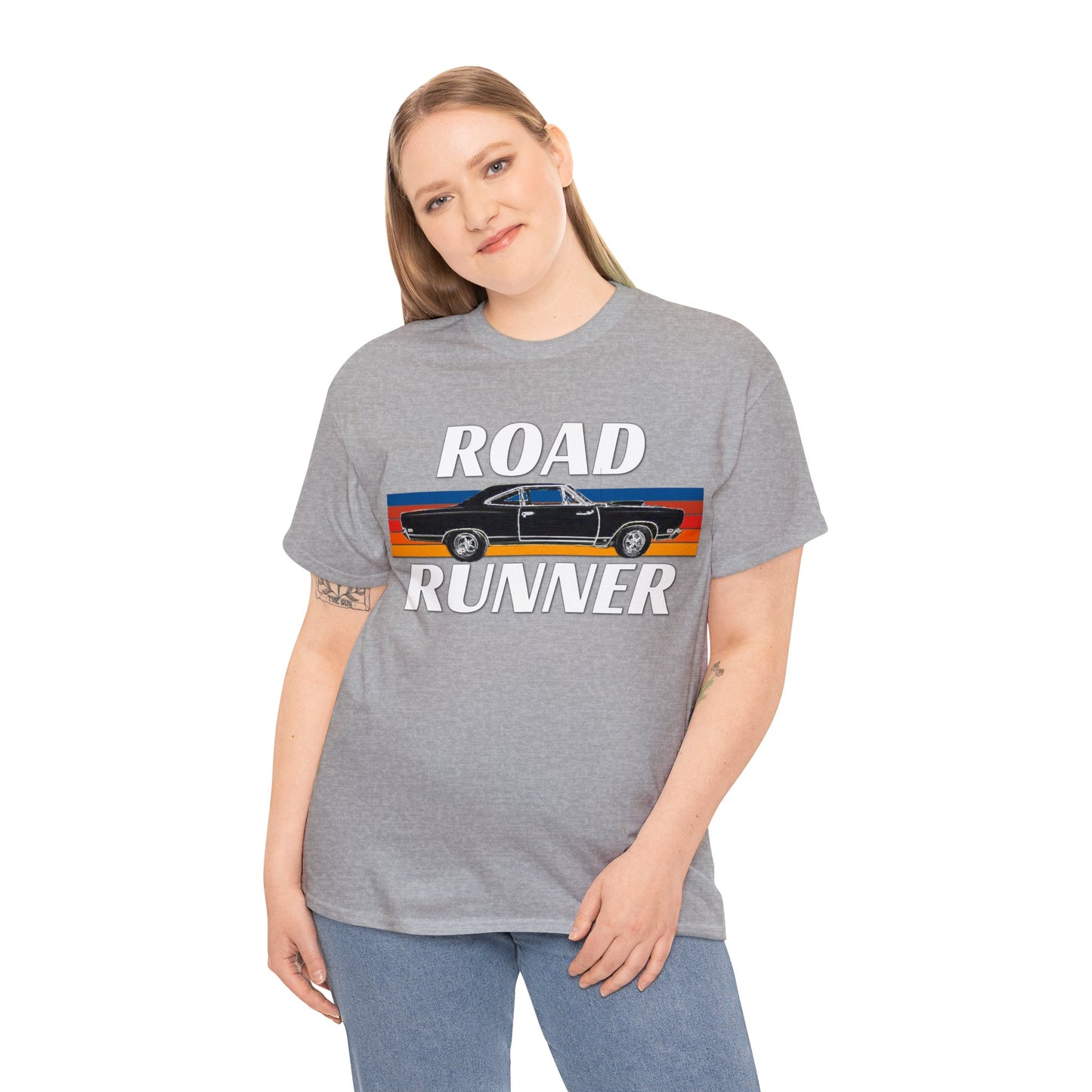 Vintage Road Runner Car, American Muscle Car, USA Muscle Automobile Heavy Cotton Tee