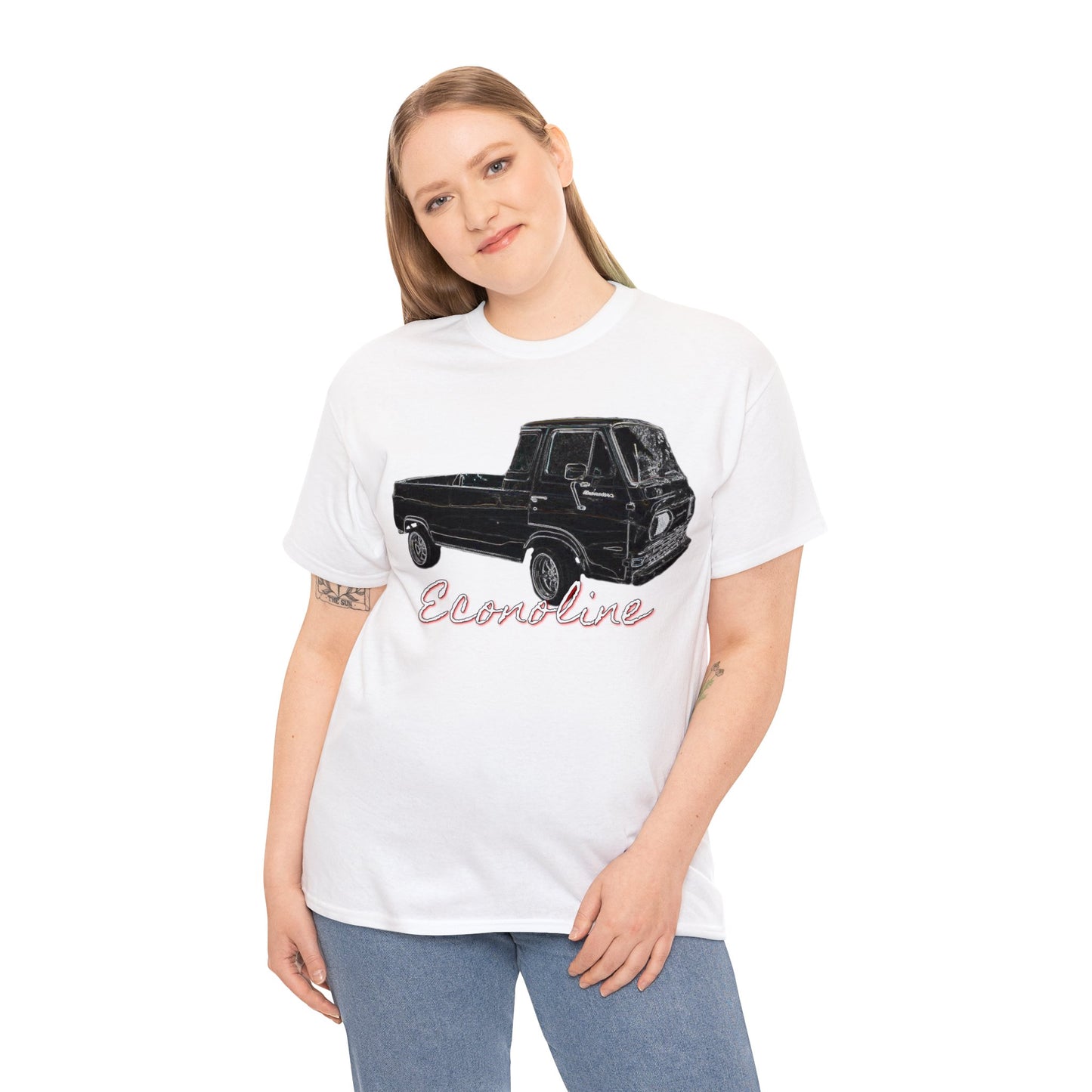 Econoline Pickup Truck, Vintage Pickup Truck, Old School Pickup Heavy Cotton Tee