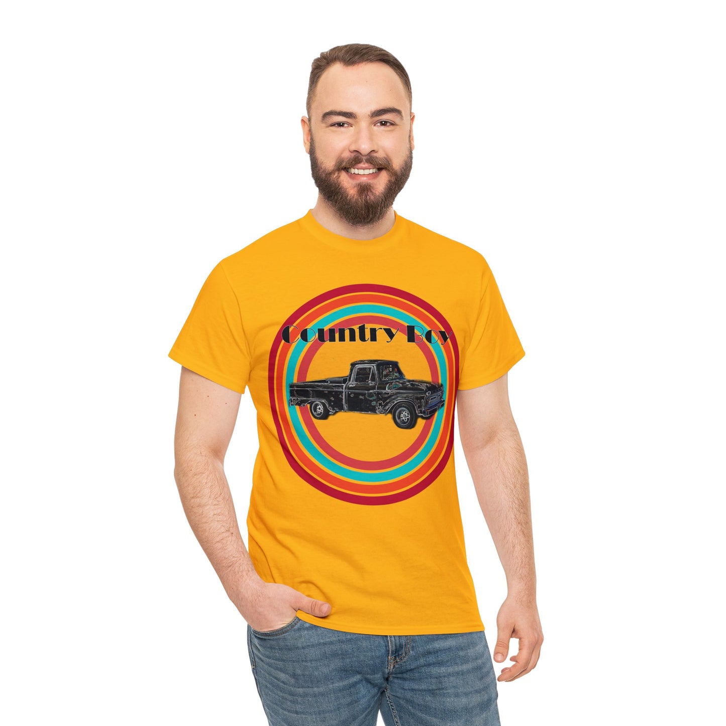 Country Boy Pickup Truck Western Unisex Heavy Cotton Tee