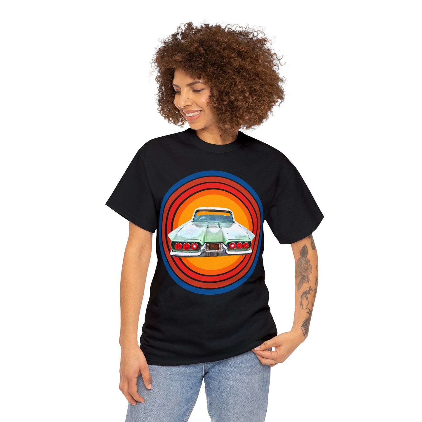 1960s Thunderbird Vintage American Automobile, Antique American Car Heavy Cotton Tee