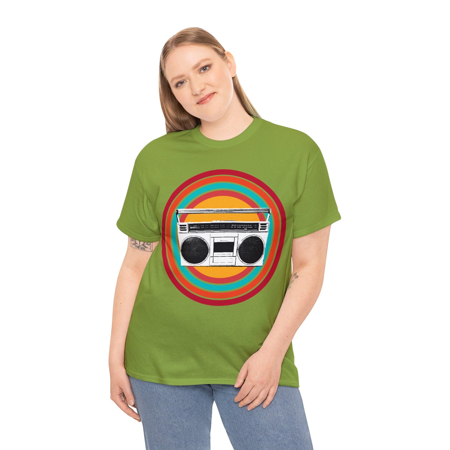 Jam Box, Ghetto Blaster, Boombox, Vintage Radio, Retro Cassette Player Heavy Cotton Tee