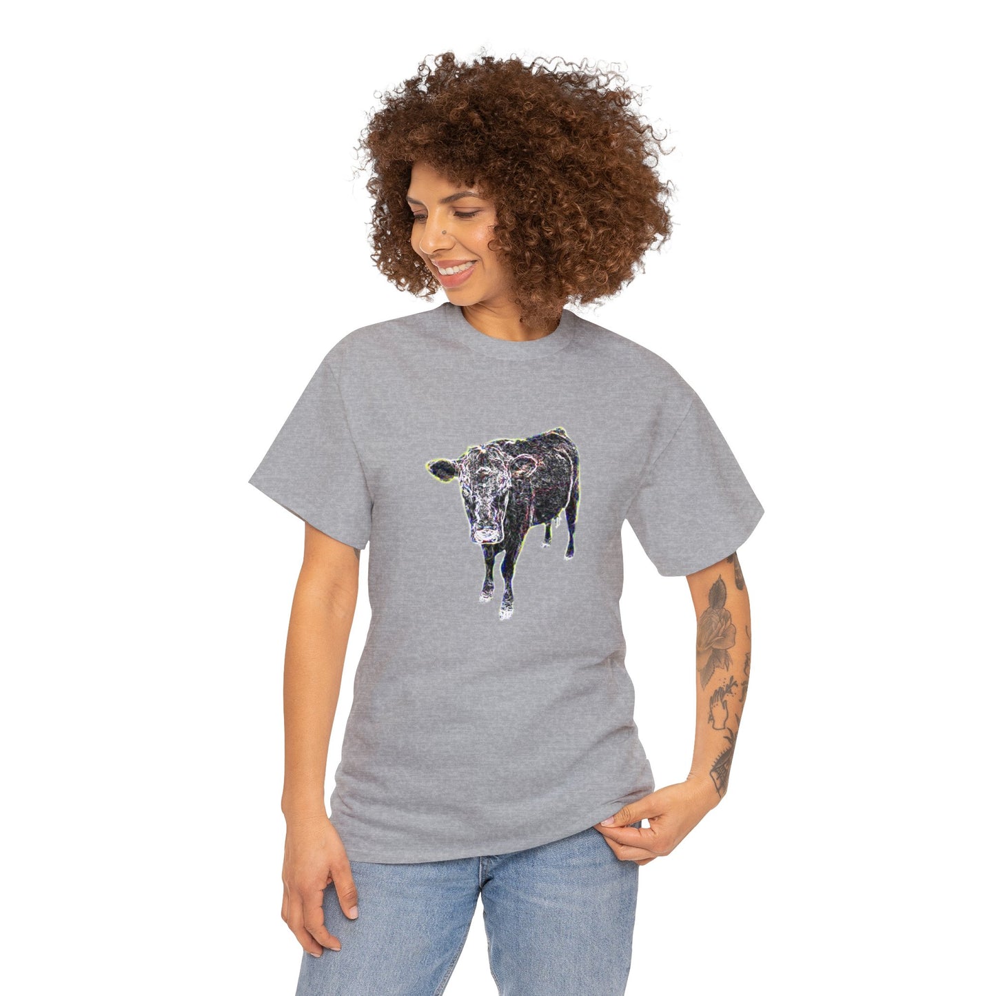 Vintage Retro Cow on the Farm Heavy Cotton Tee