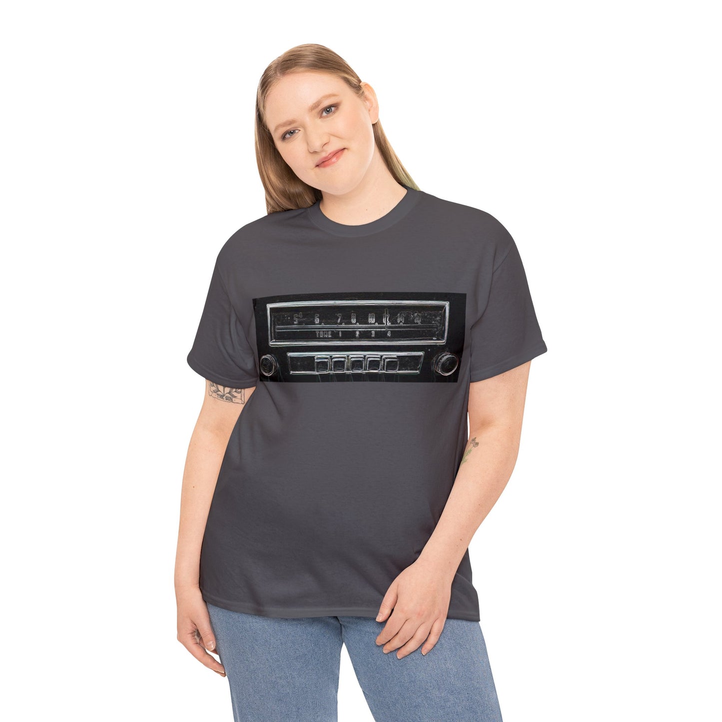 Car Radio, Vintage Car Radio, AM Car Radio, FM Car Radio, Retro Car Radio Heavy Cotton Tee