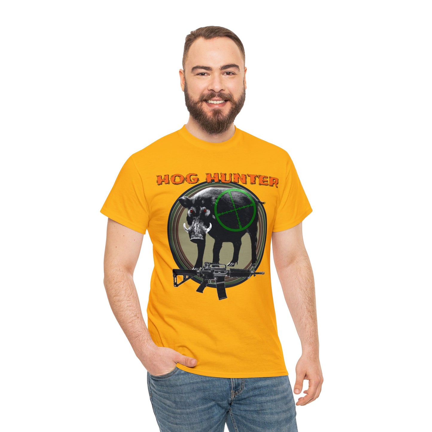 Wild Hog Hunter, Wild Hog, Hog Wild, Hog Boar Hunting Heavy Cotton Tee