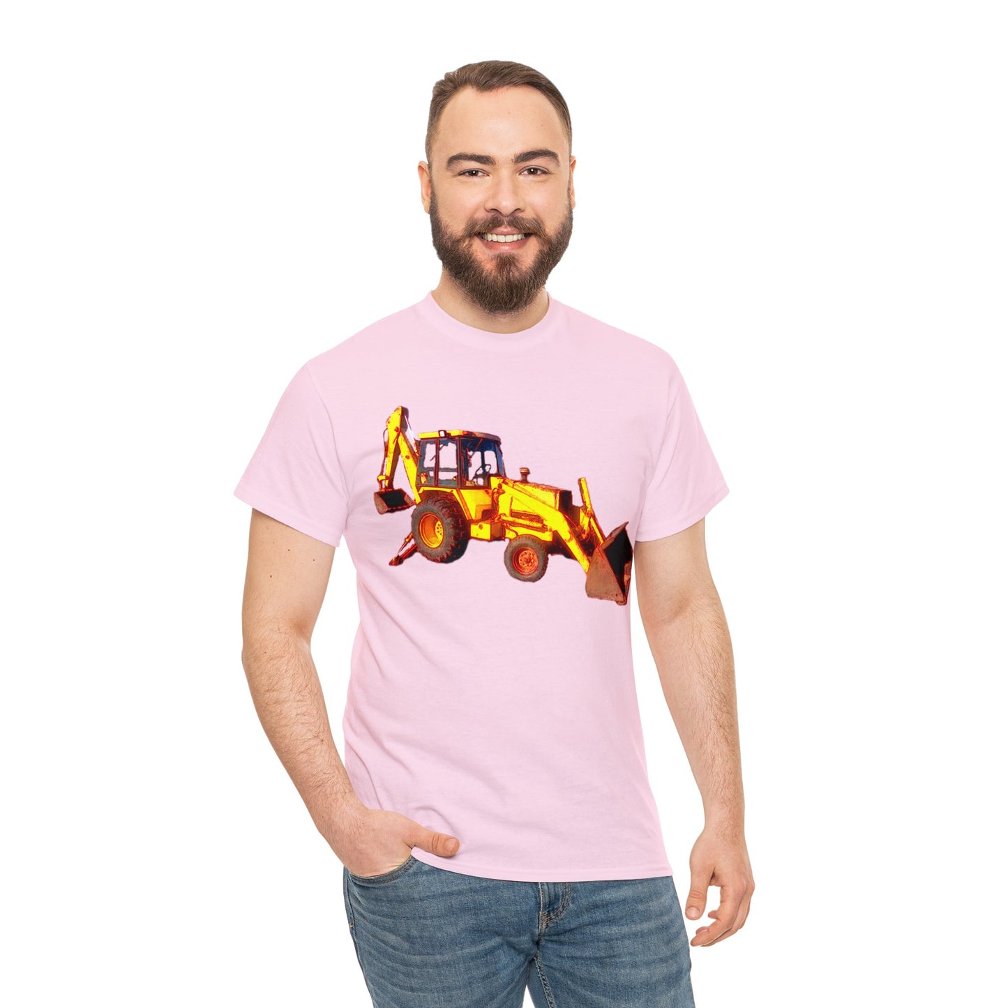 Back Hoe, Tractor, Bulldozer, Excavator, Construction, Under Construction Heavy Cotton Tee