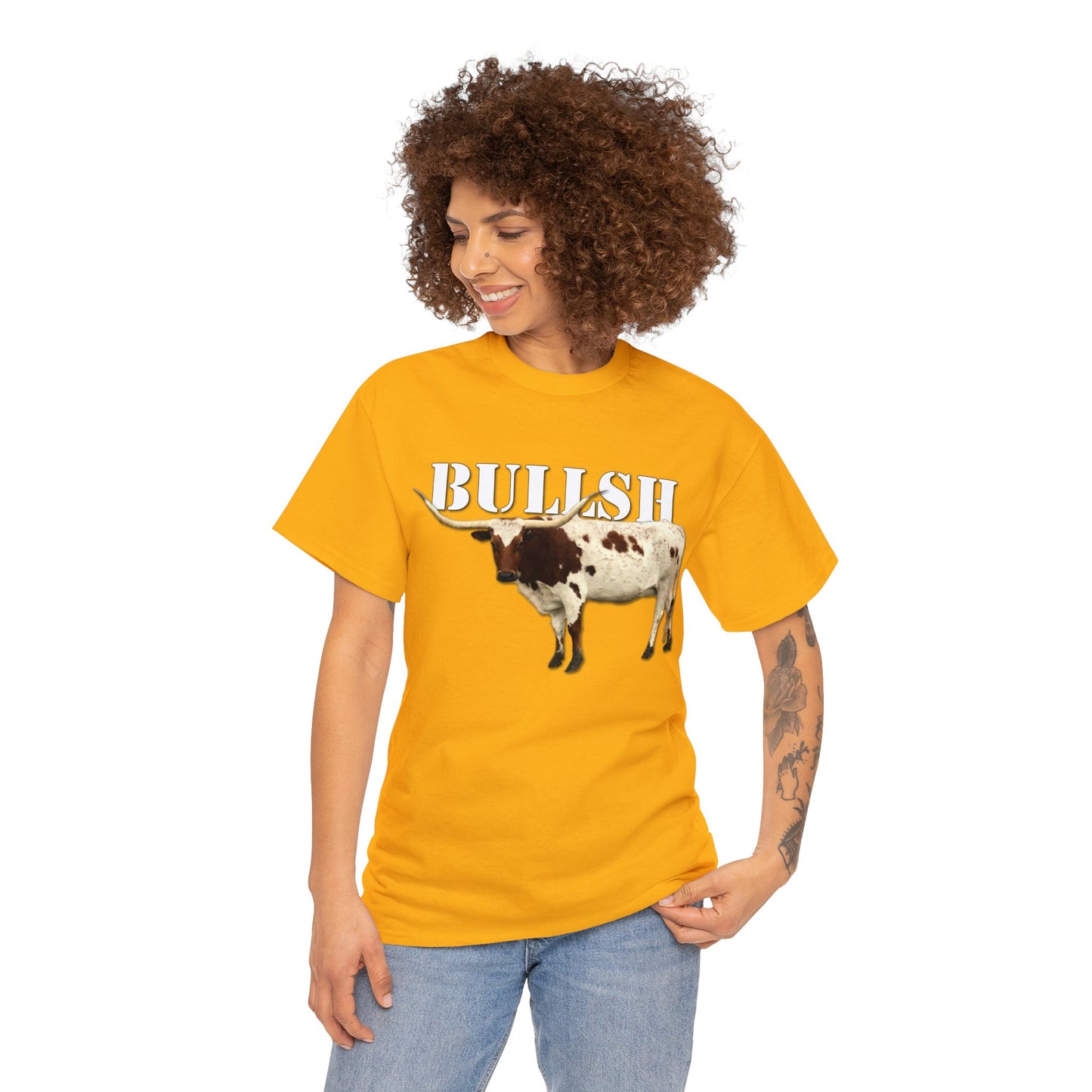 Bullsh, Longhorn, Cow, Cattle, Funny, Texas, Country Heavy Cotton Tee