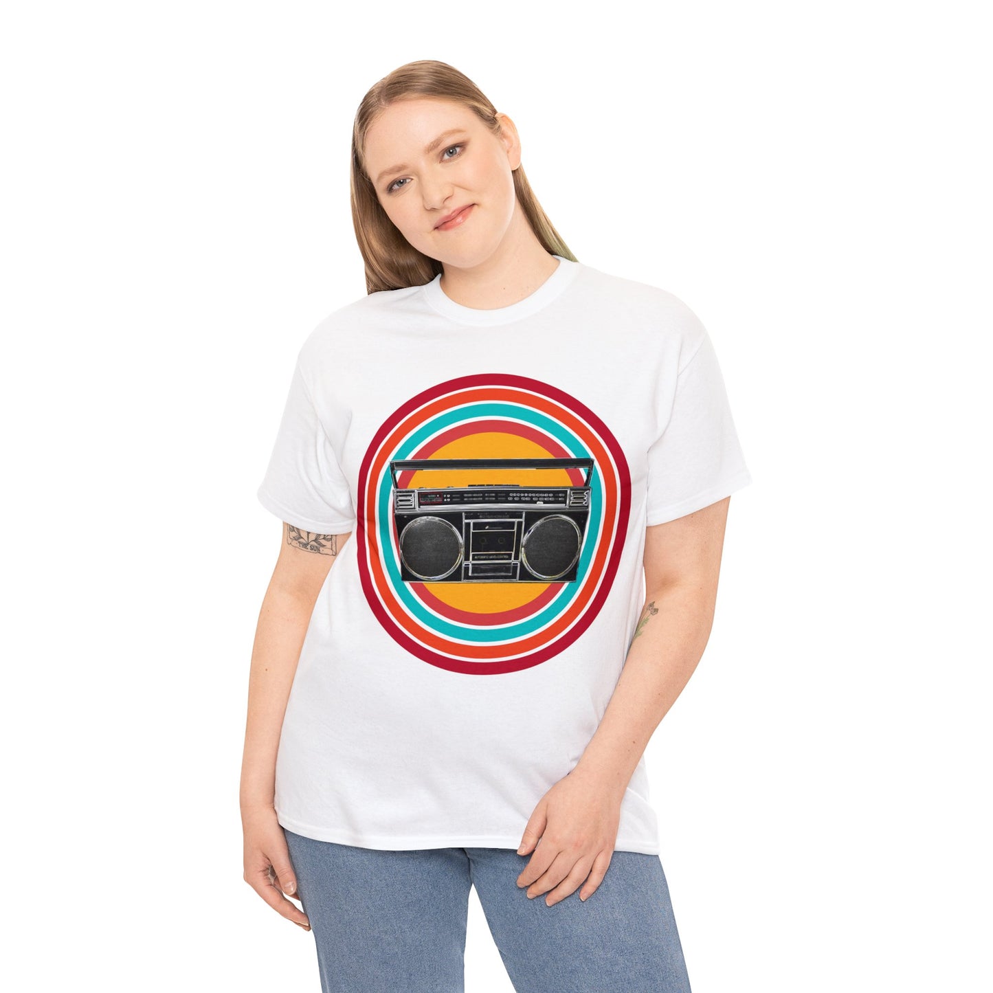 Jam Box, Ghetto Blaster, Boombox, Vintage Radio, Retro Cassette Player Heavy Cotton Tee