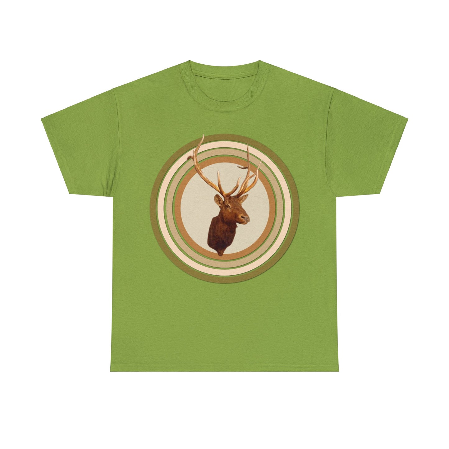 Elk Head, Elk Hunter, Camo Elk Design, Elk Hunting Heavy Cotton Tee