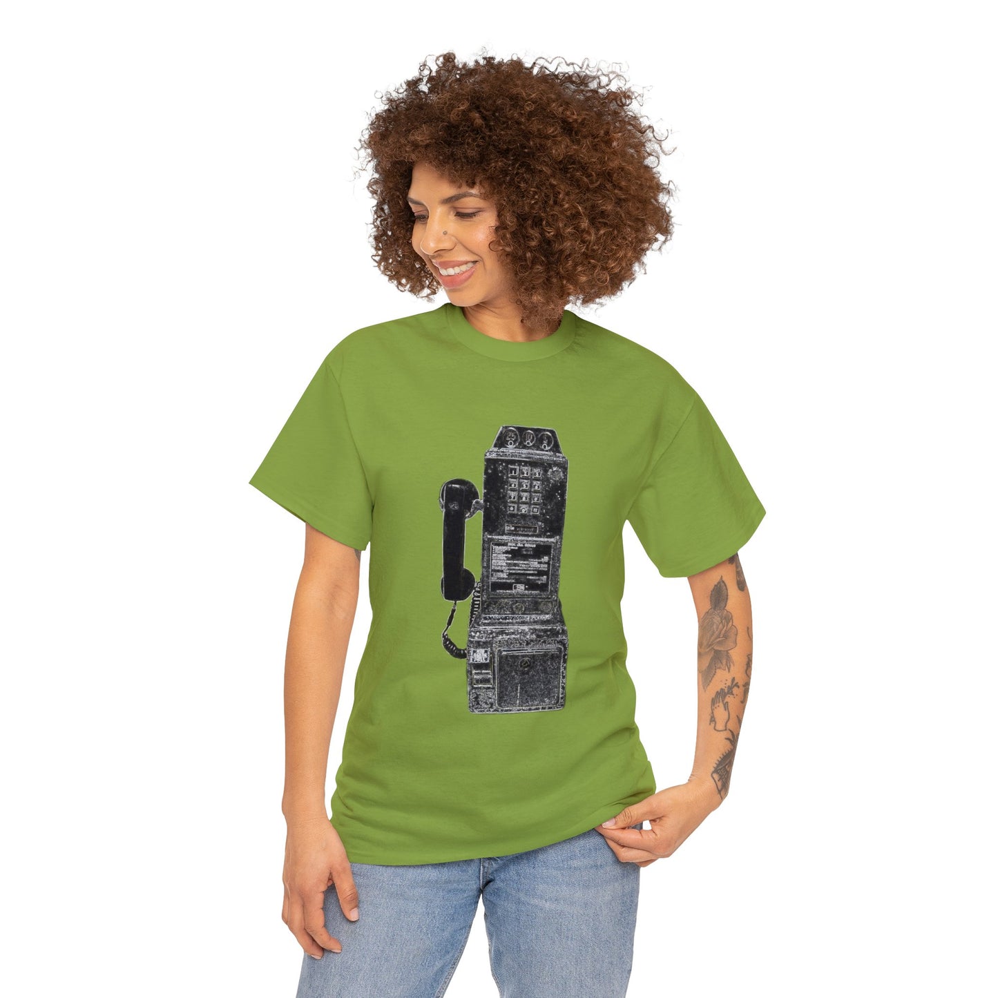 Vintage Retro Pay Phone Antique Telephone Phone Heavy Cotton Tee