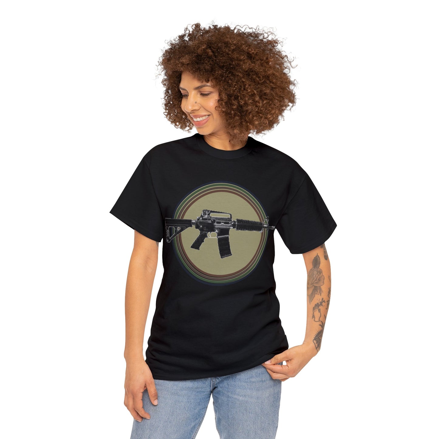 AR 15, Tactitcal Gun, Military Gun, Machine Gun Heavy Cotton Tee