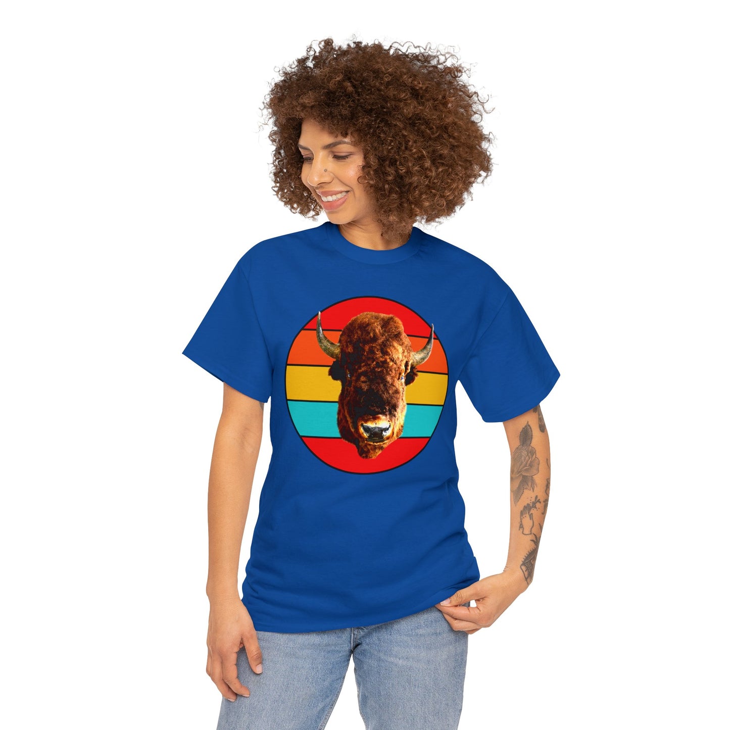 Buffalo Bison Head, Buffalo Mount, Wild Buffalo Heavy Cotton Tee