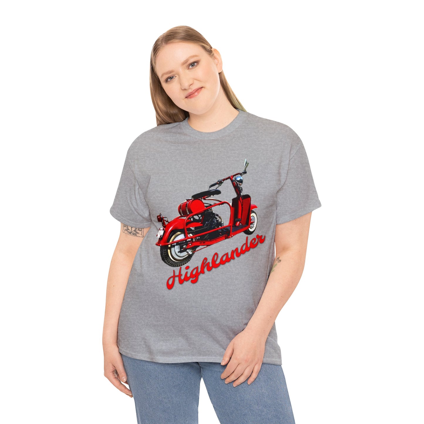 Highlander Mini Bike, Vintage Scooter, Retro Scooter, Moped, Minibike Heavy Cotton Tee