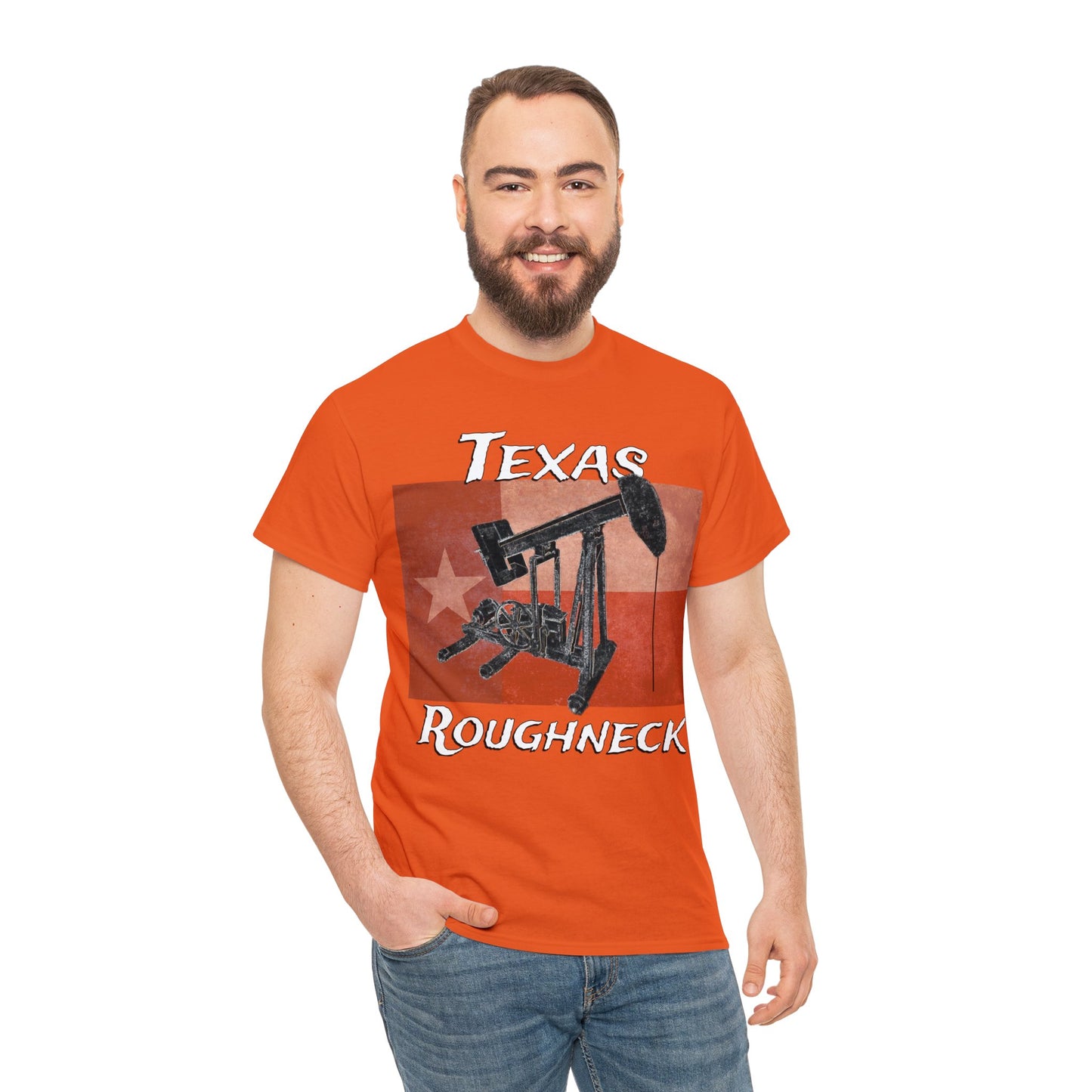 Texas Oil Worker, Rough Neck, Pump Jack Heavy Cotton Tee