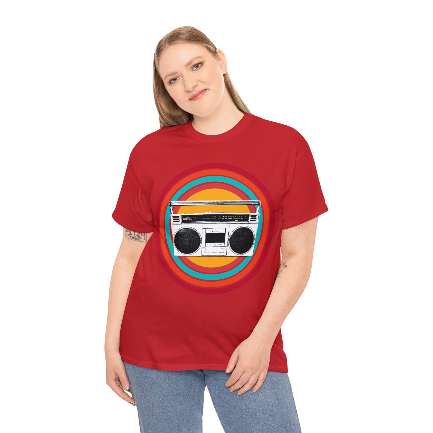 Jam Box, Ghetto Blaster, Boombox, Vintage Radio, Retro Cassette Player Heavy Cotton Tee