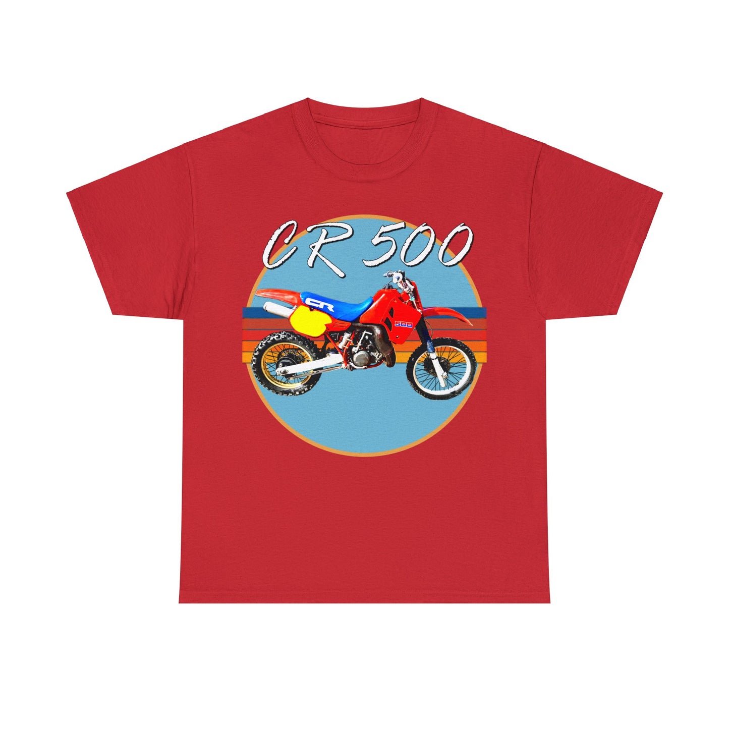 CR 500 Vintage Retro Motor Cross Motocross Motorcycle Dirt Bike Heavy Cotton Tee