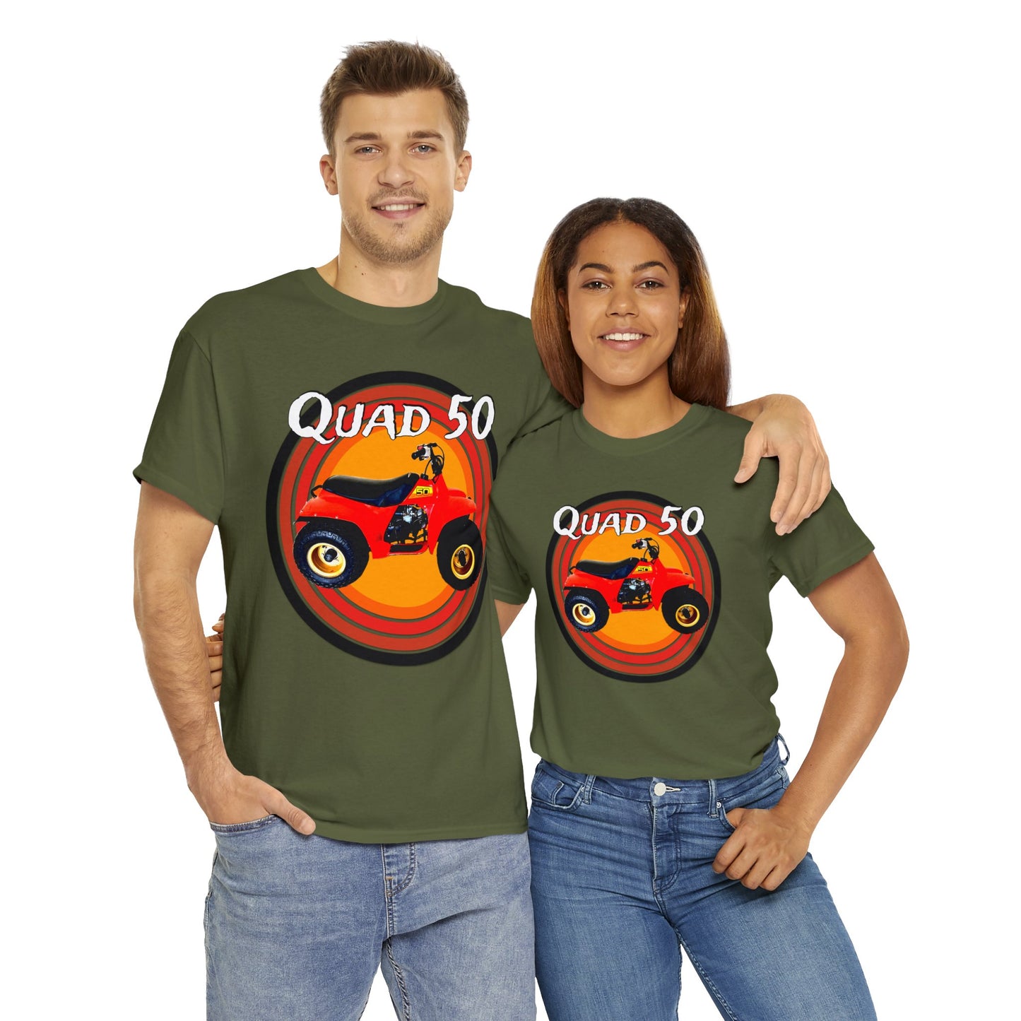 Quad 50, ATV, ATC, Quad Racer, Quadzilla, All Terrain Vehicle Heavy Cotton Tee