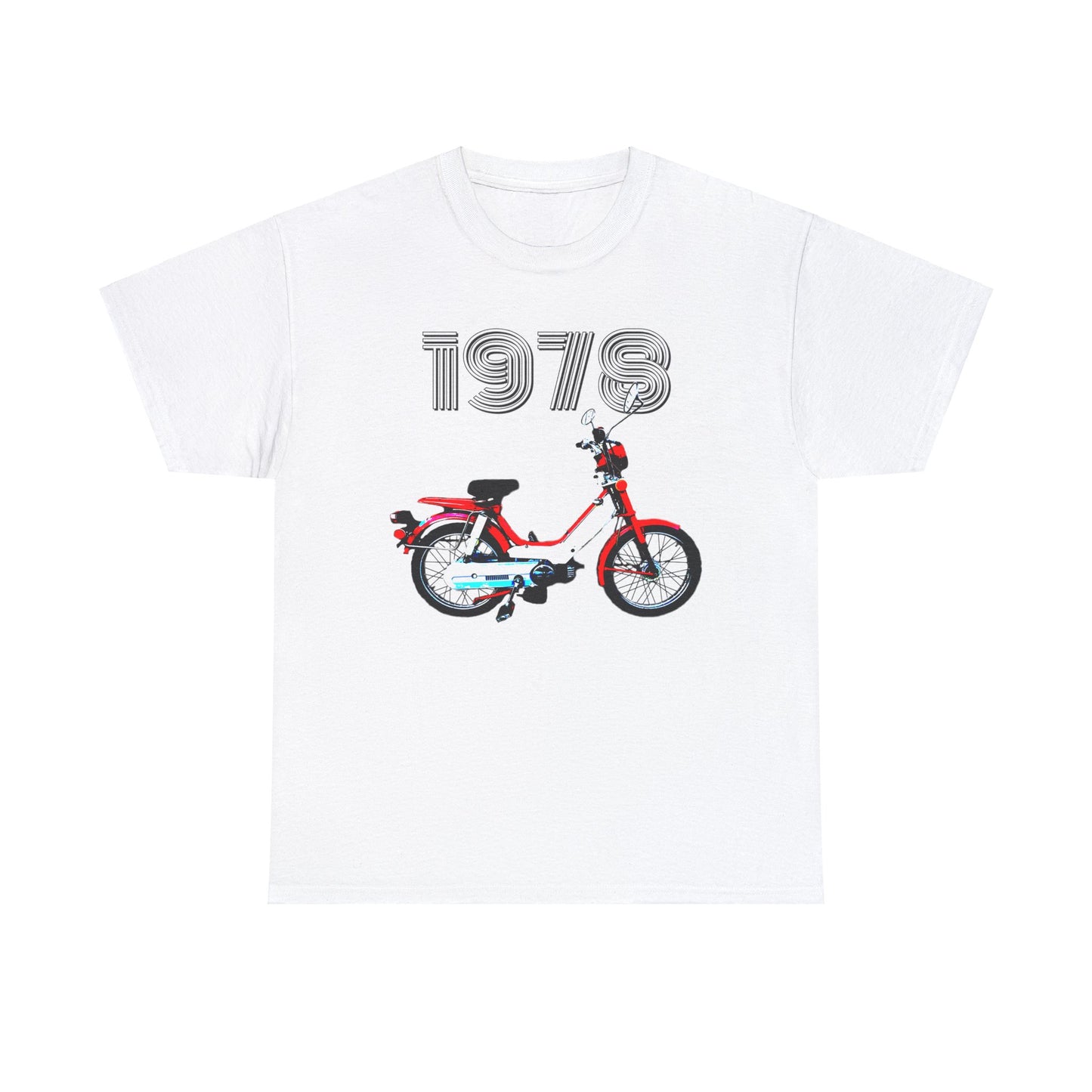 Vintage 1978 Pedal Moped Scooter Mini Bike Motorcycle Moped Heavy Cotton Tee