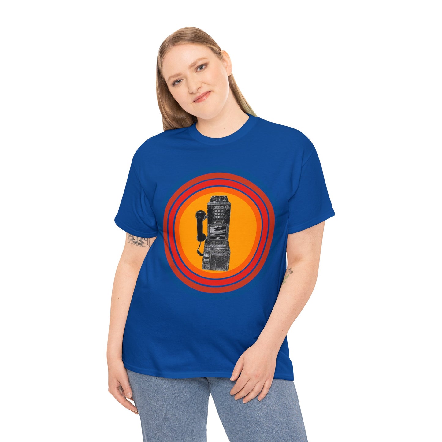 Vintage Retro Pay Phone Antique Telephone Phone Heavy Cotton Tee