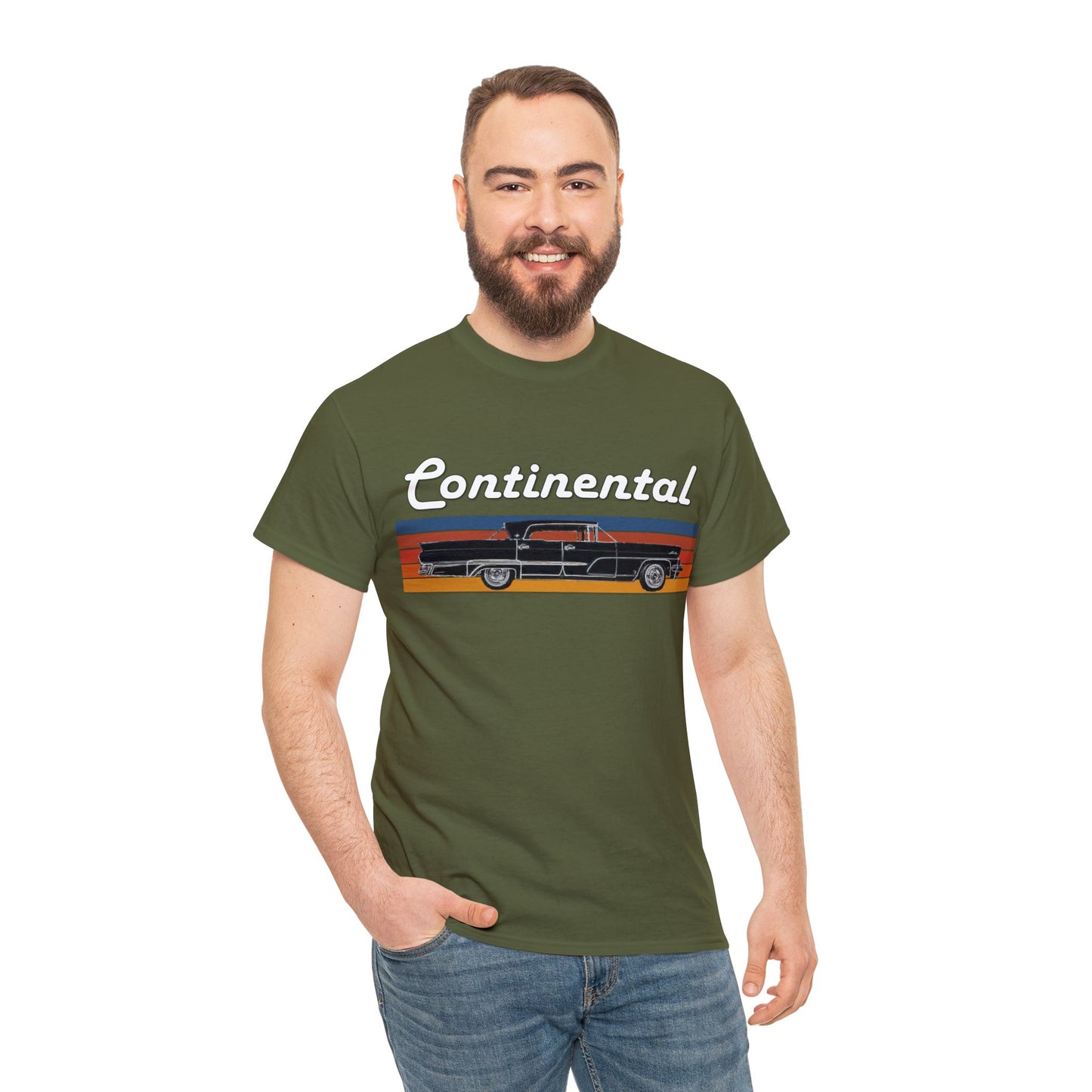 1959 Continental Retro Vintage American Car With Tail Fins Heavy Cotton Tee