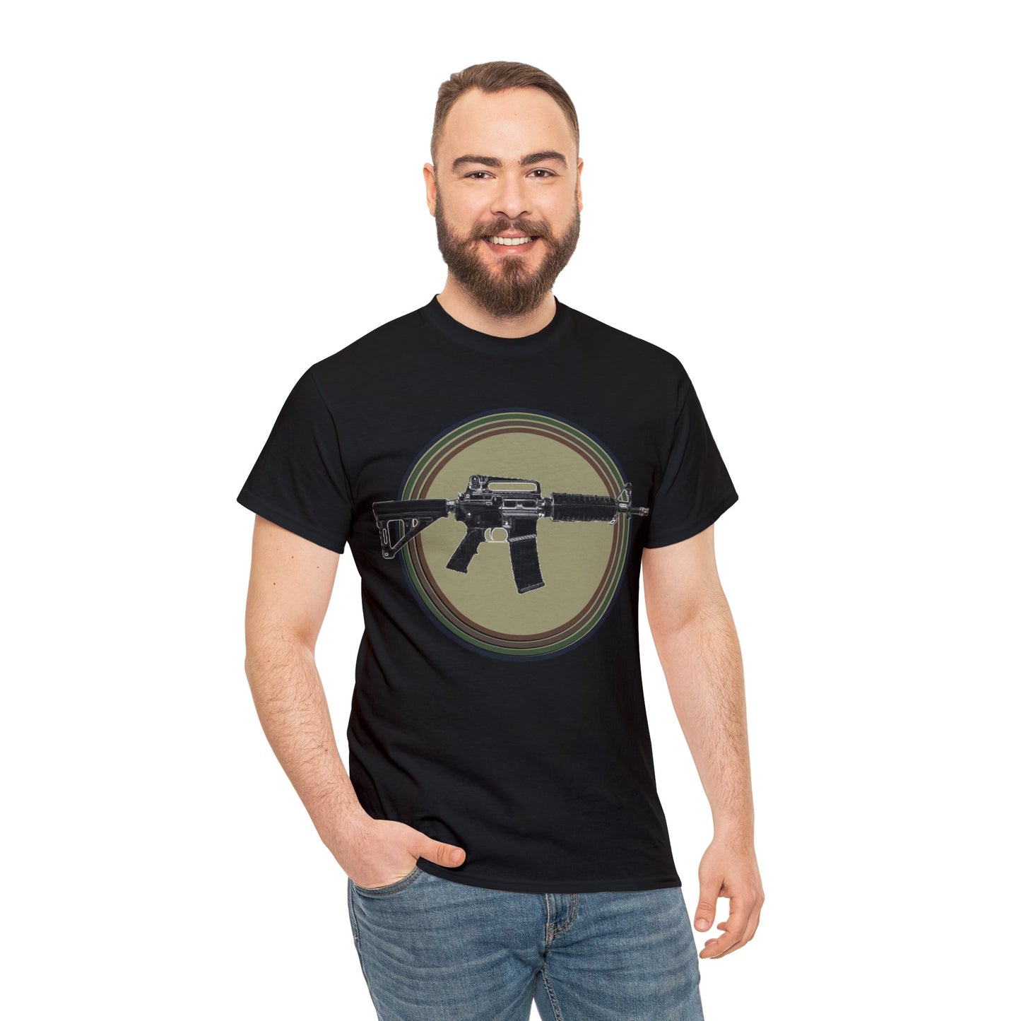 AR 15, Tactitcal Gun, Military Gun, Machine Gun Heavy Cotton Tee