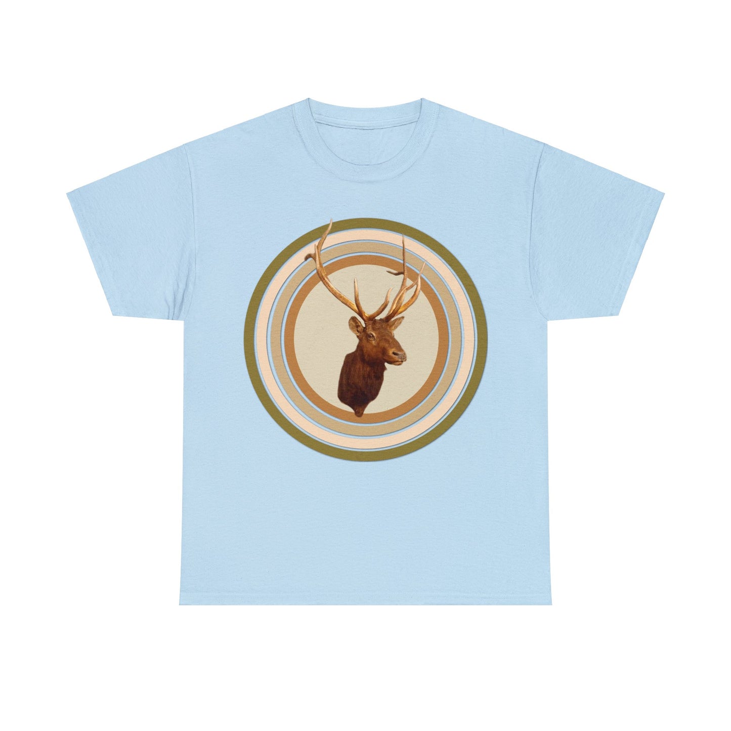 Elk Head, Elk Hunter, Camo Elk Design, Elk Hunting Heavy Cotton Tee