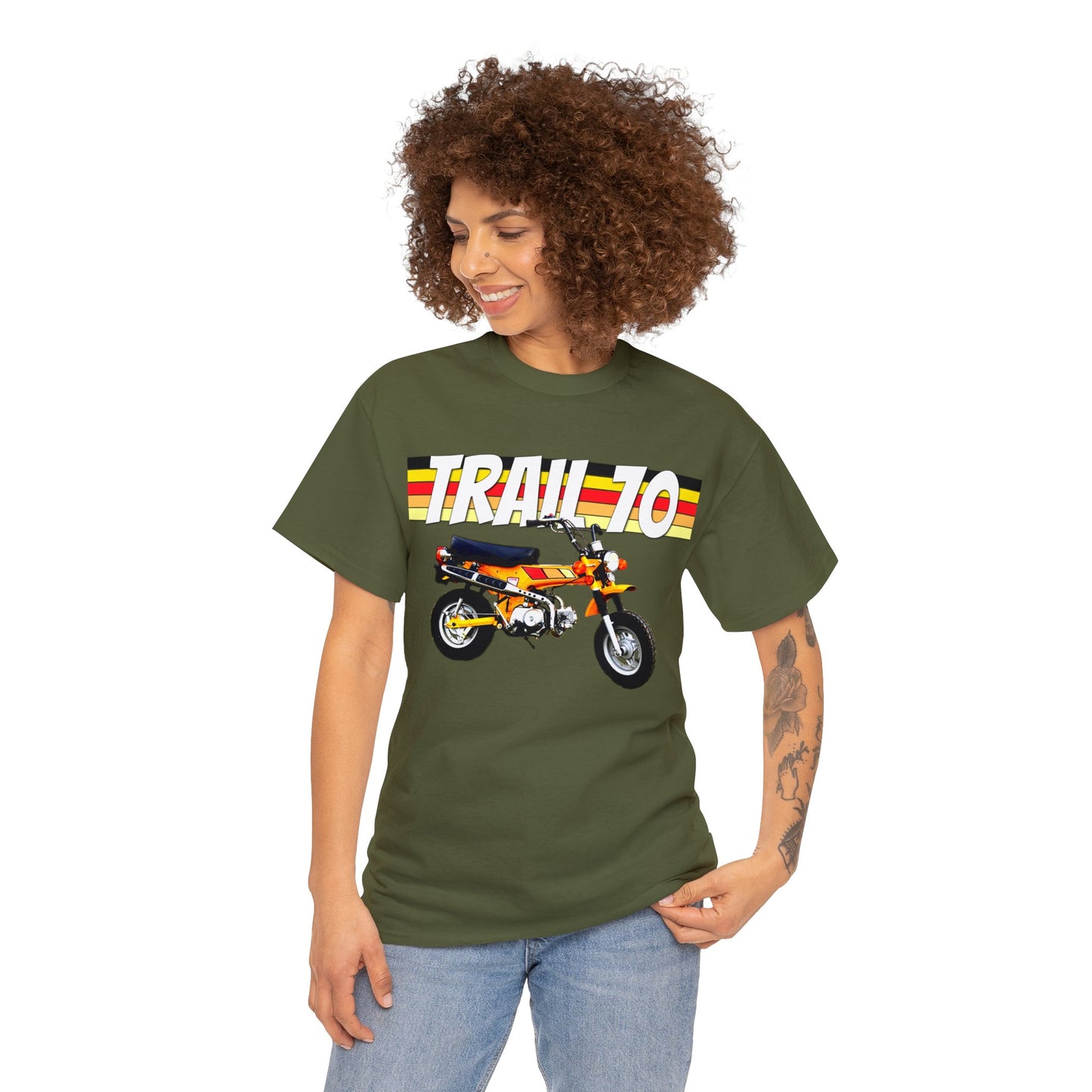 Trail 70 Mini BIke, Vintage Mini Bike, Retro Mini Bike Heavy Cotton Tee