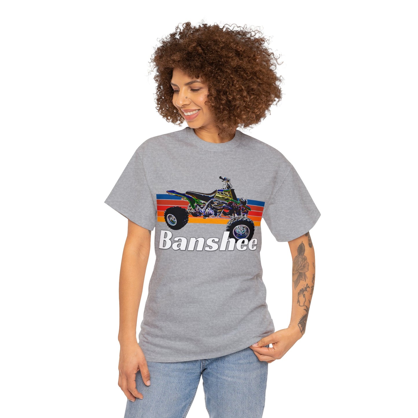 Banshee Quad, ATV, ATC, Vintage, Retro, Yamaha, All Terrain Vehicle Heavy Cotton Tee