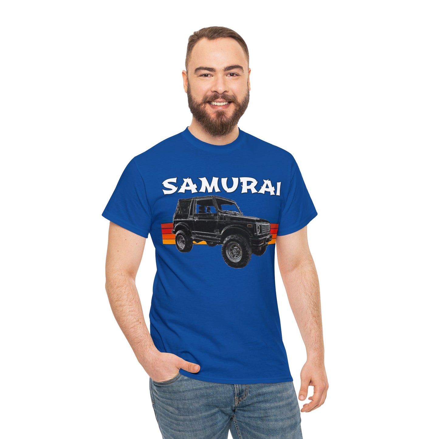 Samurai Vintage Retro 4x4 Truck, Samurai 4 Wheel Drive Car Heavy Cotton Tee