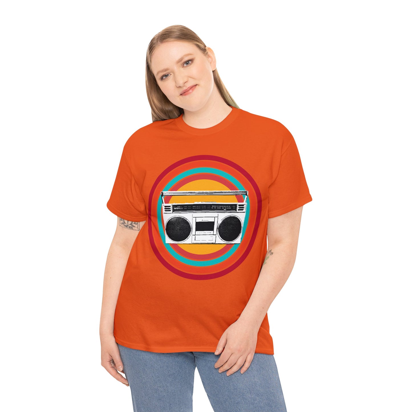 Jam Box, Ghetto Blaster, Boombox, Vintage Radio, Retro Cassette Player Heavy Cotton Tee