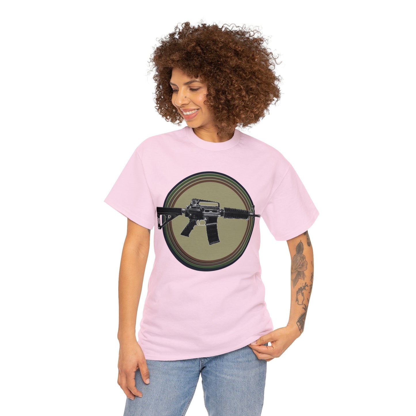 AR 15, Tactitcal Gun, Military Gun, Machine Gun Heavy Cotton Tee