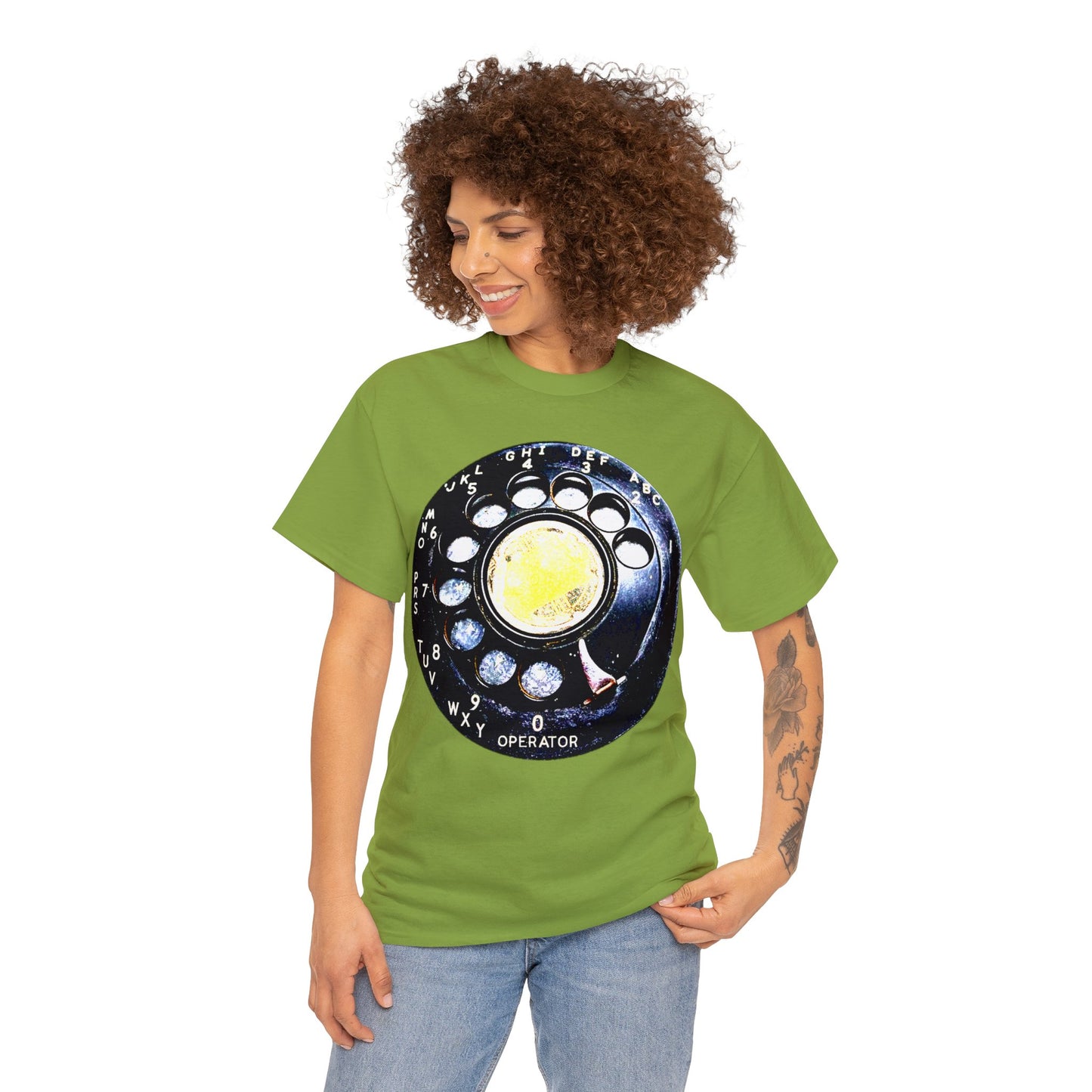 Vintage Retro Rotary Antique Telephone Phone Heavy Cotton Tee