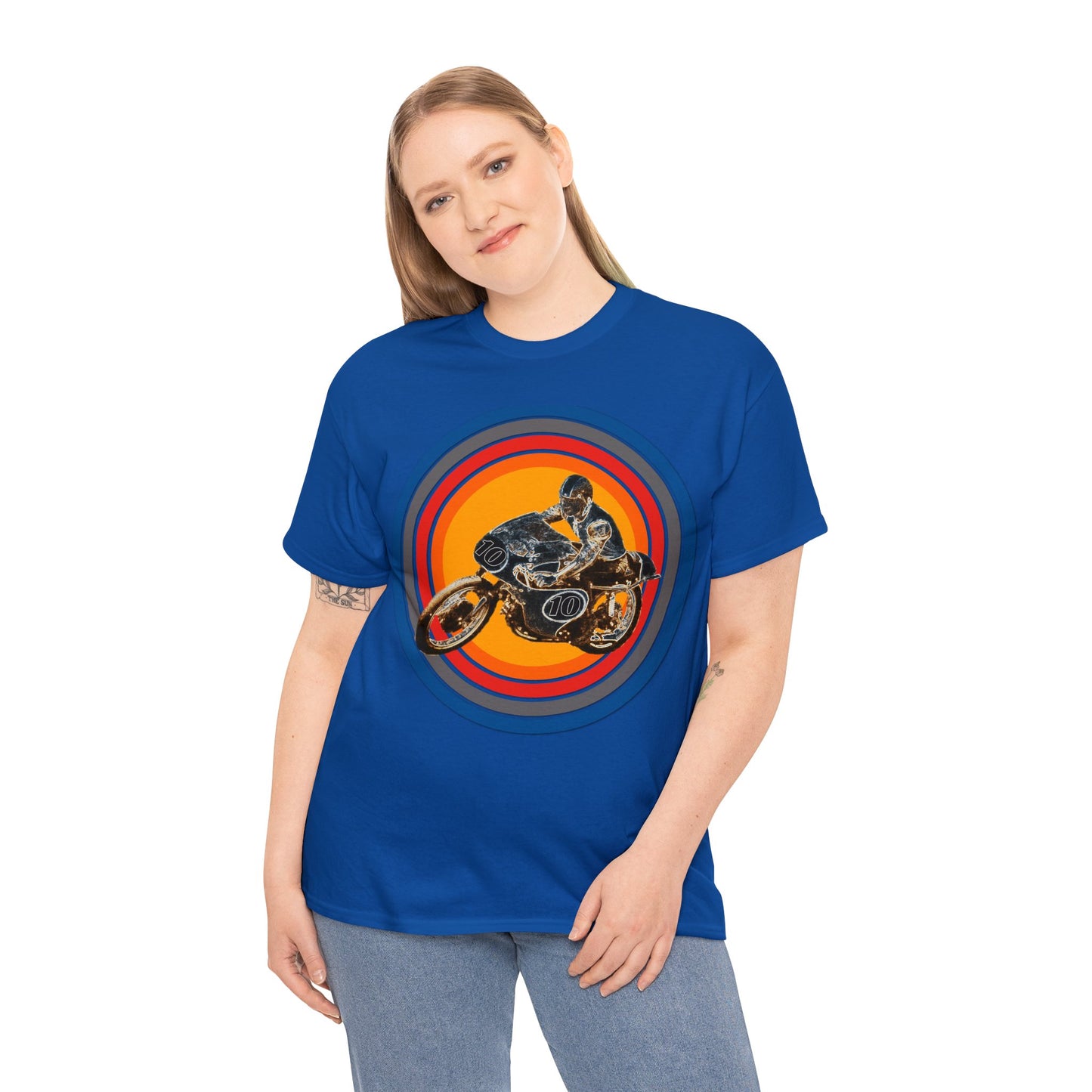 Vintage Motorcycle Racer, Retro 1970s Motor Cycle Heavy Cotton Tee